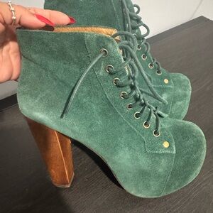 Jeffrey Campbell Green Suede Heeled platform Booties